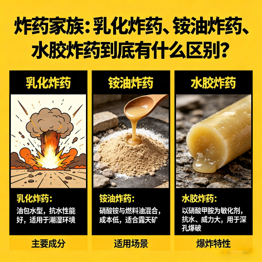 南充炸药家族：乳化炸药、铵油炸药、水胶炸药到底有什么区别？